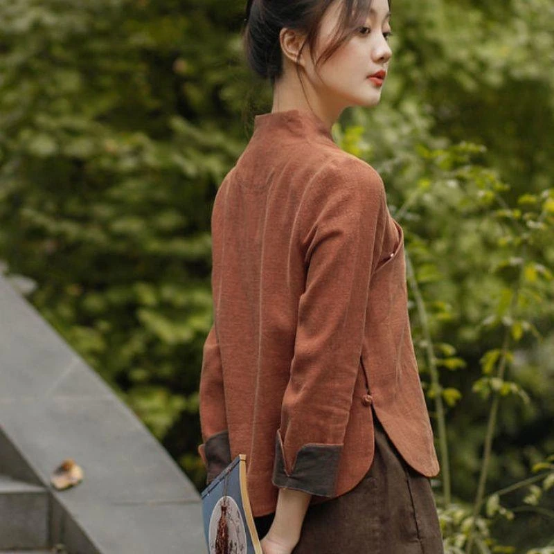 棉麻汉服改良茶服女禅意茶艺服装中式女装国风文艺禅服佛系春秋