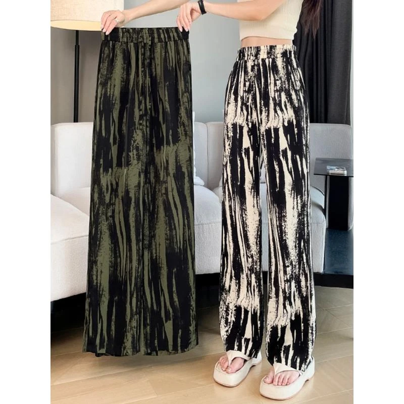 12夏季薄款冰丝阔腿裤13初中高中学生岁14女孩15雪纺洋气直筒裤