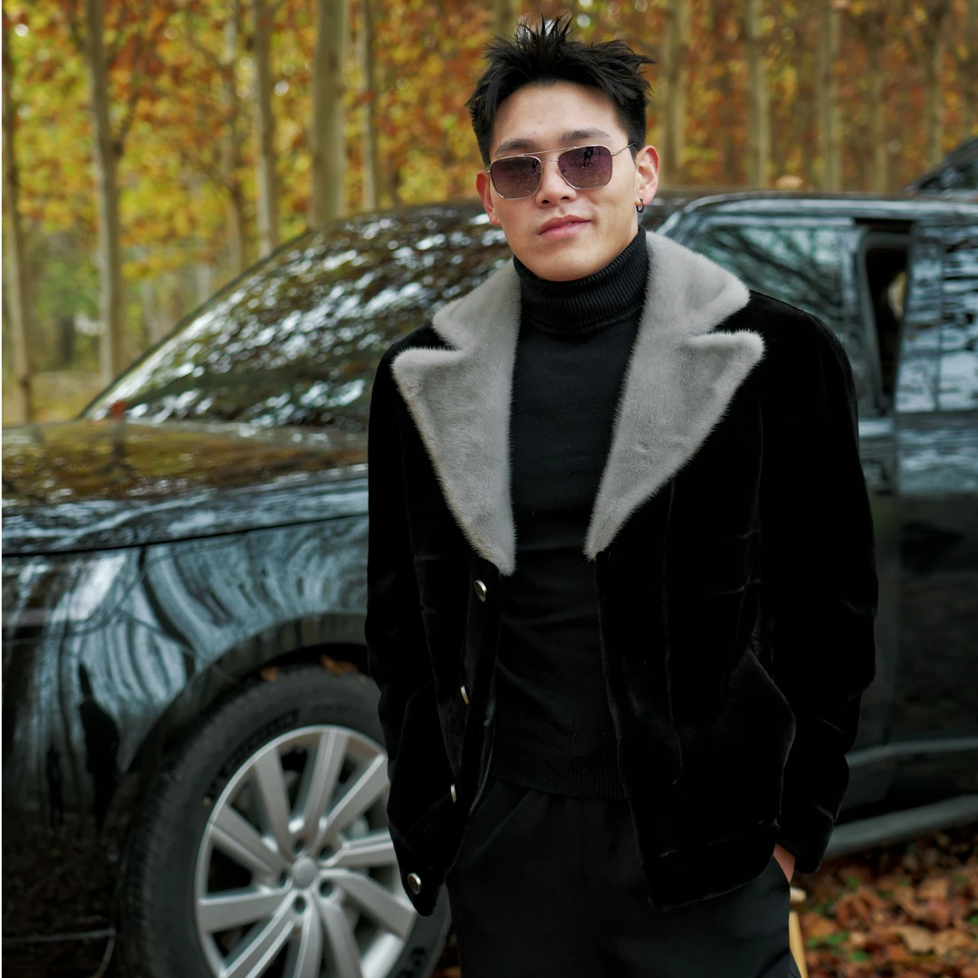 「原创设计款」YISHAN——丹麦紫金短二西服领貂绒