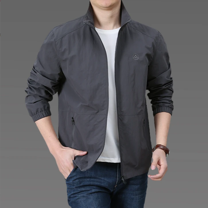 【薄款、加绒】男士夹克高档休闲宽松外套立领时尚百搭品质大码男装