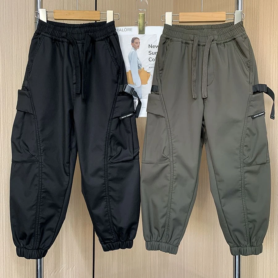 男童加绒工装裤2025新款冬季中大童加厚休闲裤子儿童修身运动长裤