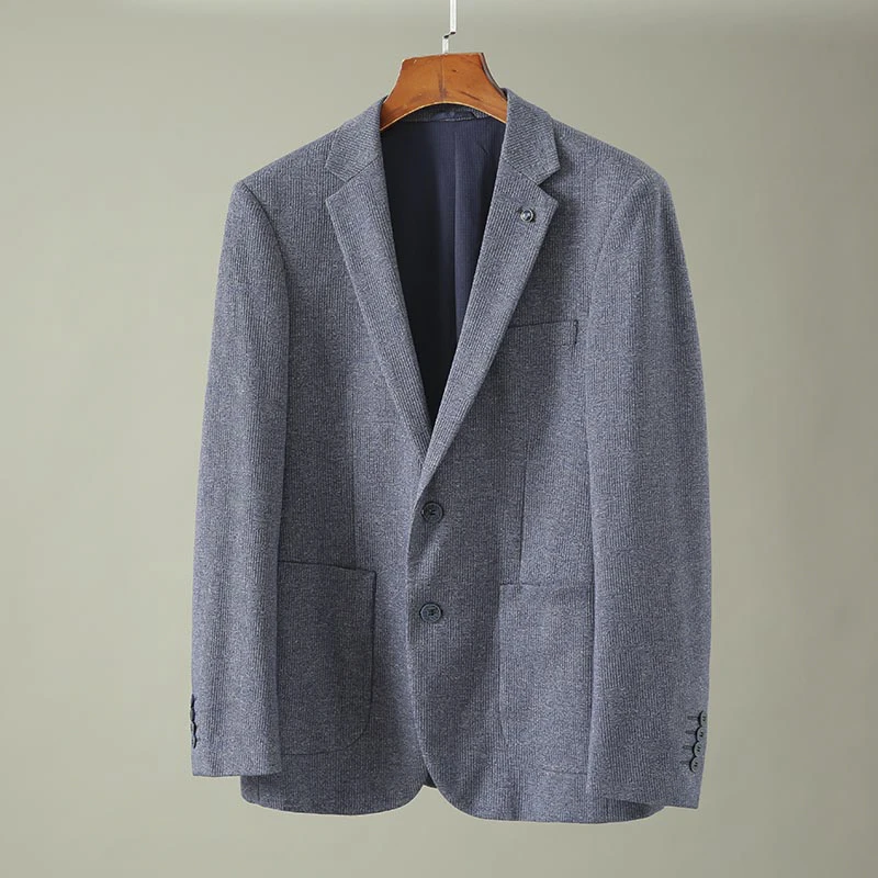 H716剪标春秋季时尚六面弹平驳领休闲男士单西外套