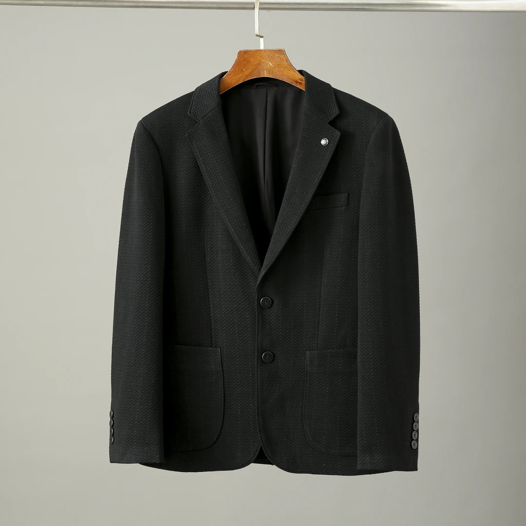 H684剪标春秋季立体针织花纹时尚百搭胸针点缀休闲男士单西