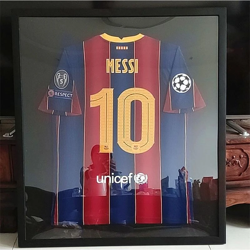 梅西足球篮球签名球衣相框装裱收藏展示衣服框画框挂墙定做