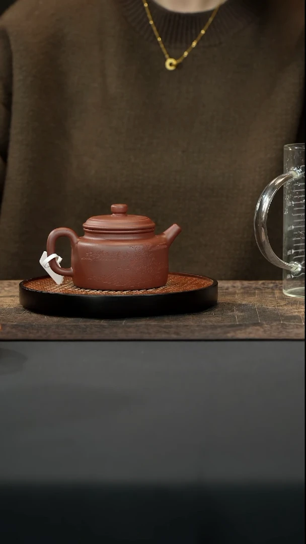 【闪购商品】紫砂茶壶清水泥刻绘德钟壶200cc