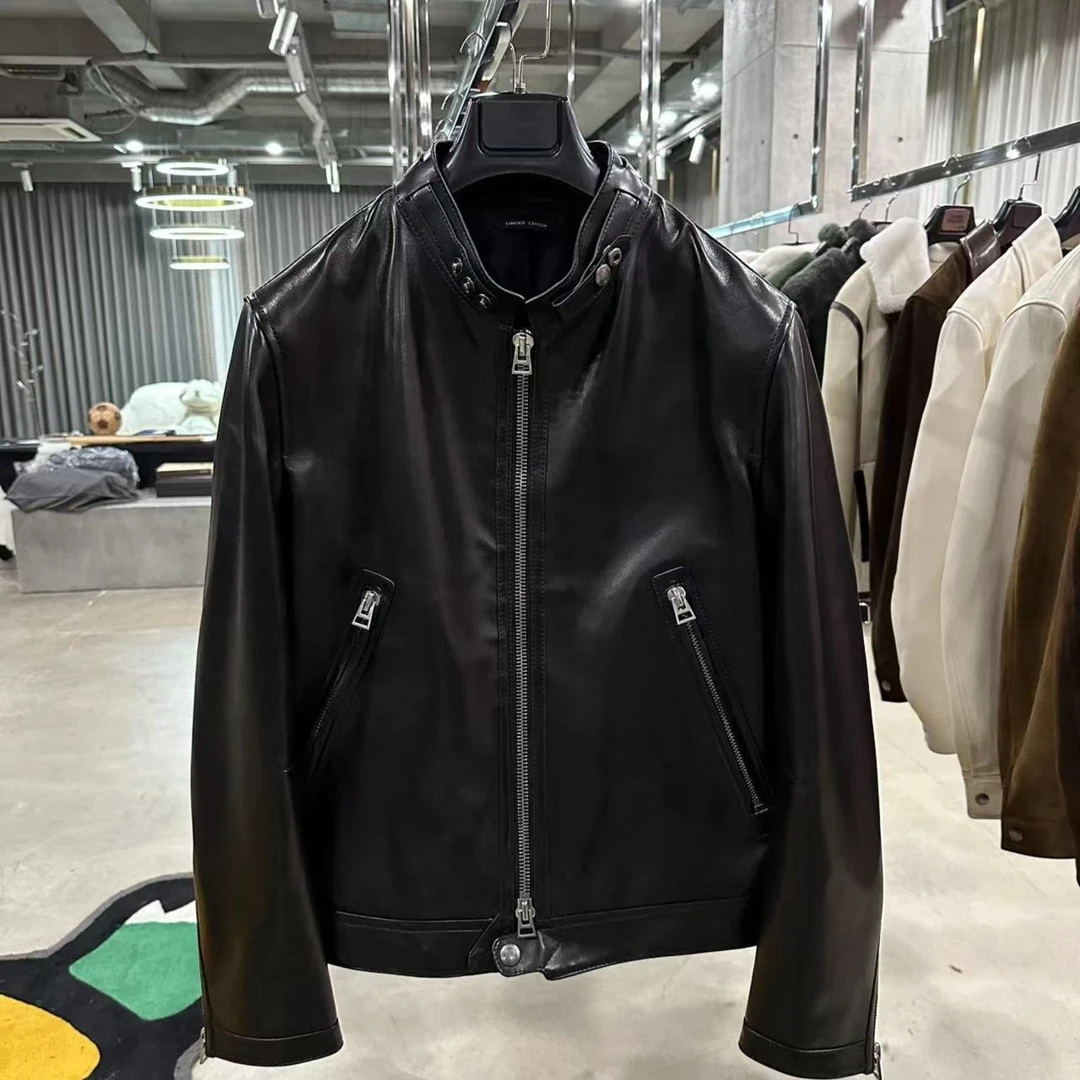 LA CALIFFA“Super-high-end 锦衣黑武士总裁 立领机车夹克