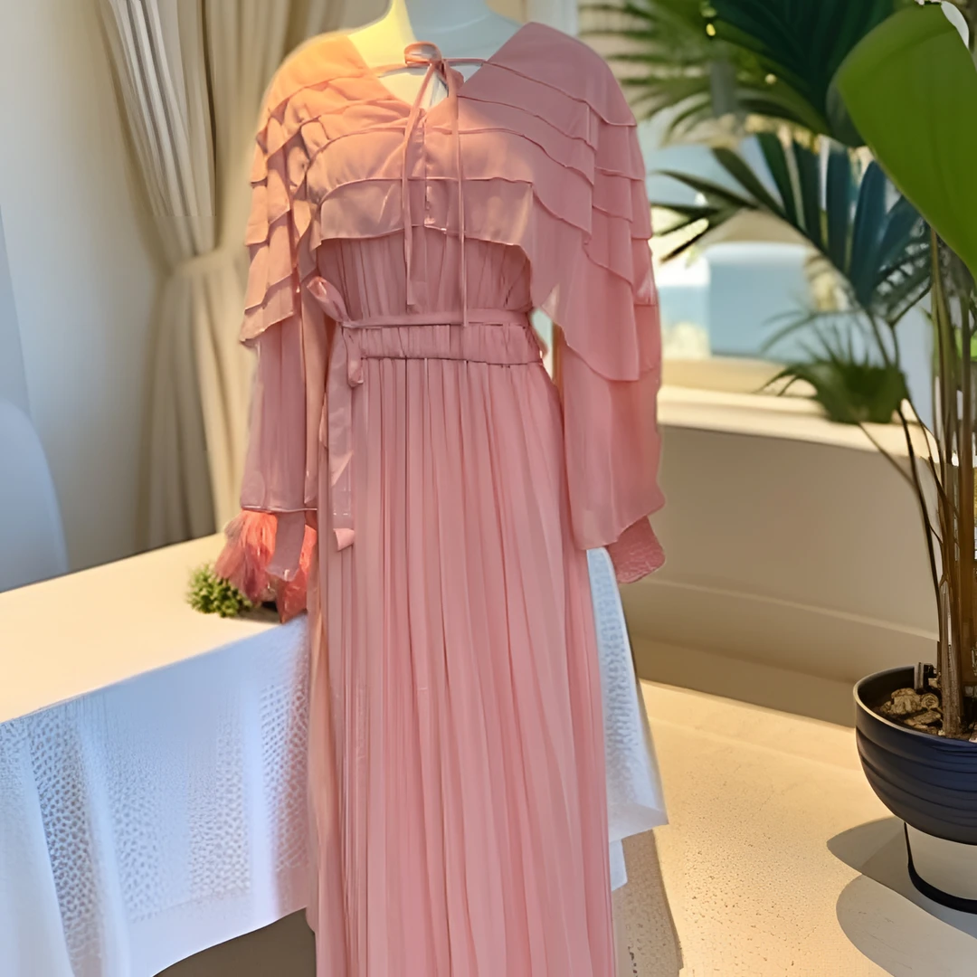 时尚气质显瘦长袖连衣裙轻奢设计感