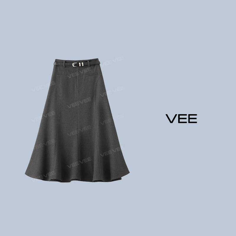 VEE【月光书信】【赠腰带】新款冬季显瘦鱼尾A字半身裙