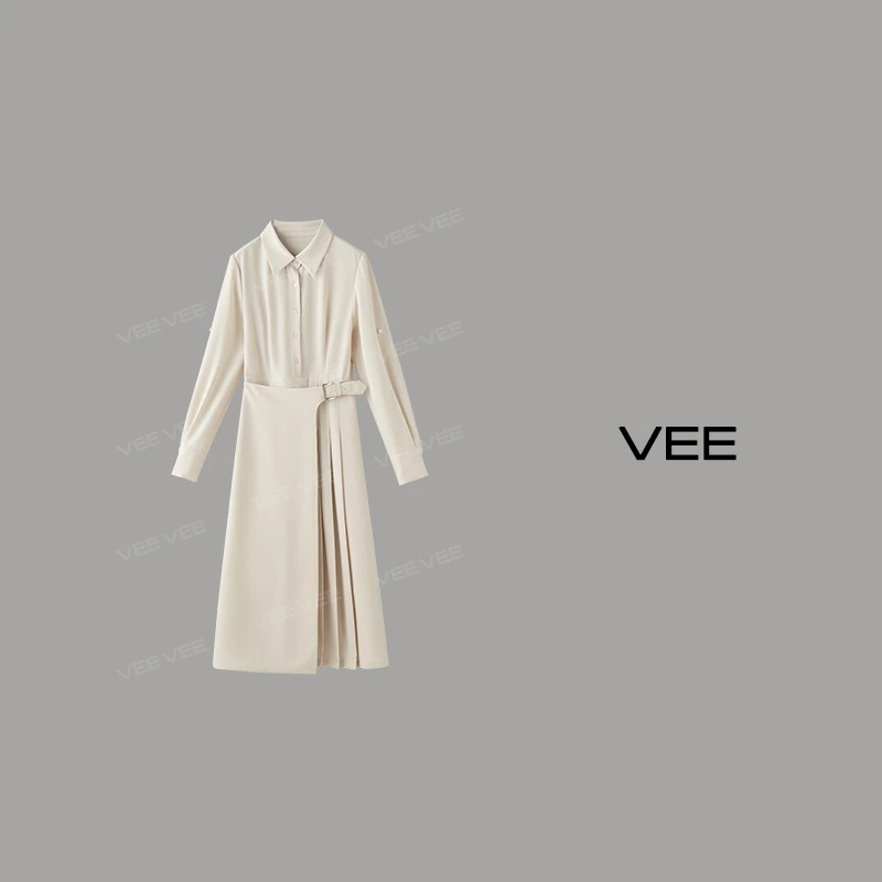 VEE【柏林散步】气质轻奢时尚设计不对称下摆长袖长&短款连衣裙