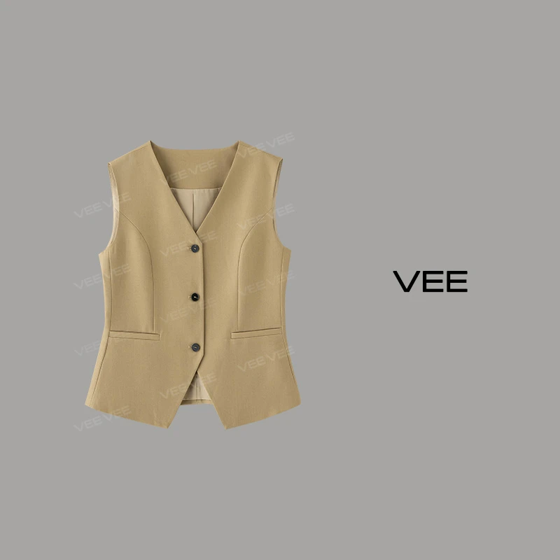 【短视频】VEE【复古老钱风】新款后中可调节系带设计时髦经典V领马甲