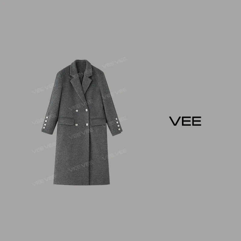 VEE【从这一刻】简约长款夹长大衣气质时尚