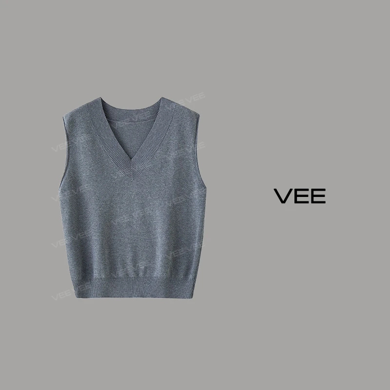 VEE【悬浮岛】新品针织百搭背心马甲女士灰色黑色