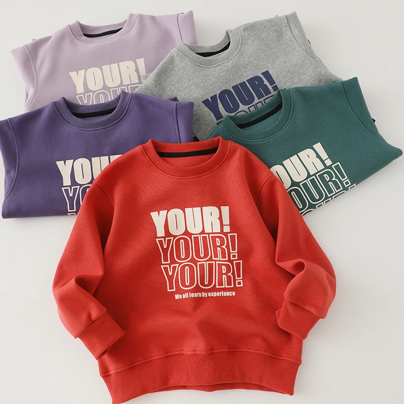 儿童春秋季印花字母中大童卡通圆领休闲卫衣   B11