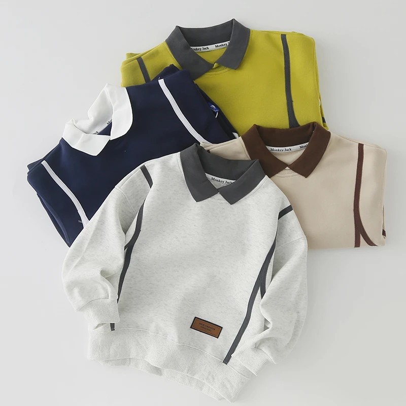 春秋季儿童拉条翻领中大童休闲卫衣  1052