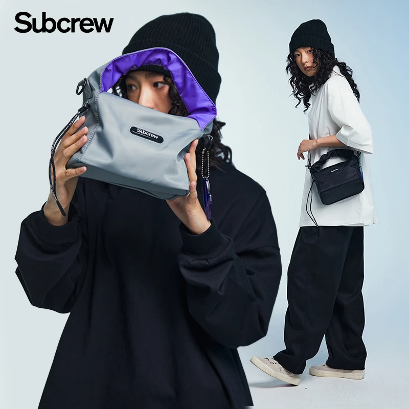 Subcrew 潮牌个性双拼色女轻便时尚百搭手提包肩带可调斜挎包女款