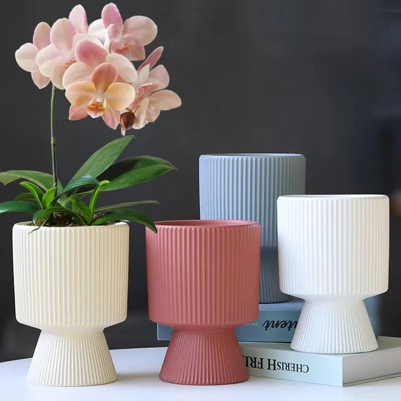 简约陶瓷花盆高款室内发财树文心兰蝴蝶兰专用盆吊兰多肉绿植花盆