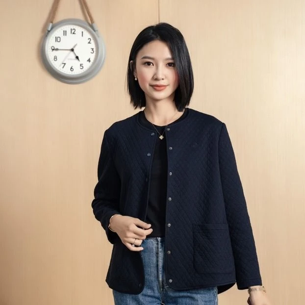 Yun/韫2023年秋季新款女士圆领提花外套C23513008 TH