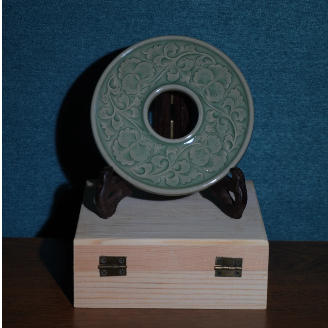 耀州窑全手工仿玉璧盖置，牡丹纹、缠枝莲纹、菊纹陶瓷可做壶承杯垫