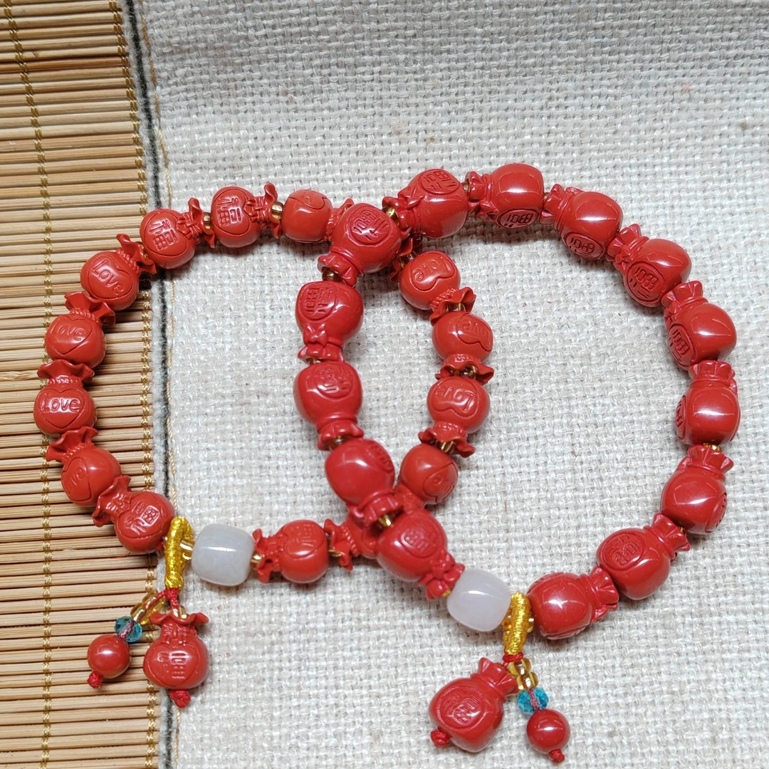 含辰砂工艺品高含量水飞砂精品红精美福袋手串女款