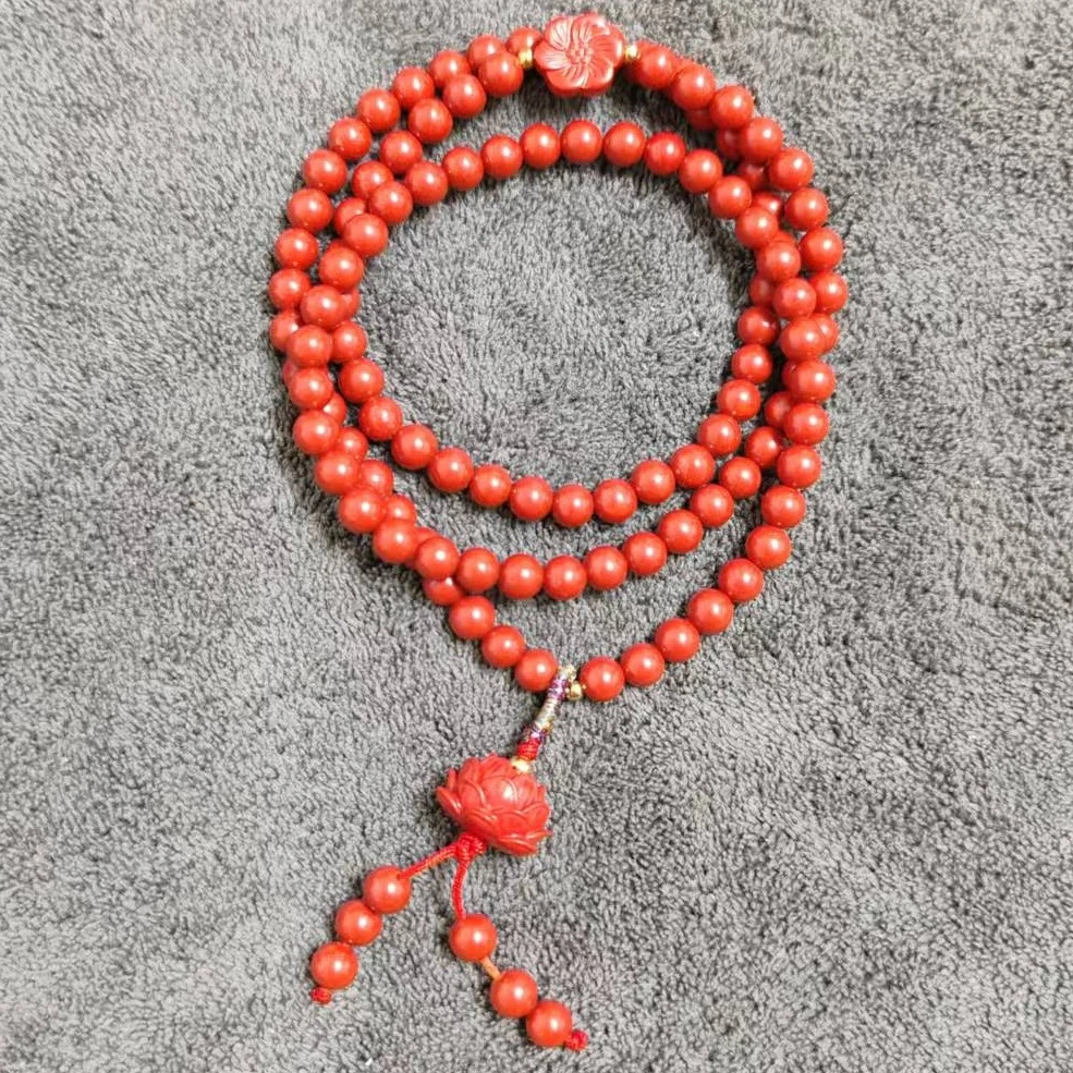 含辰砂工艺品红丹朱砂 含辰砂工艺品高含量地王砂6 mm多圈手链