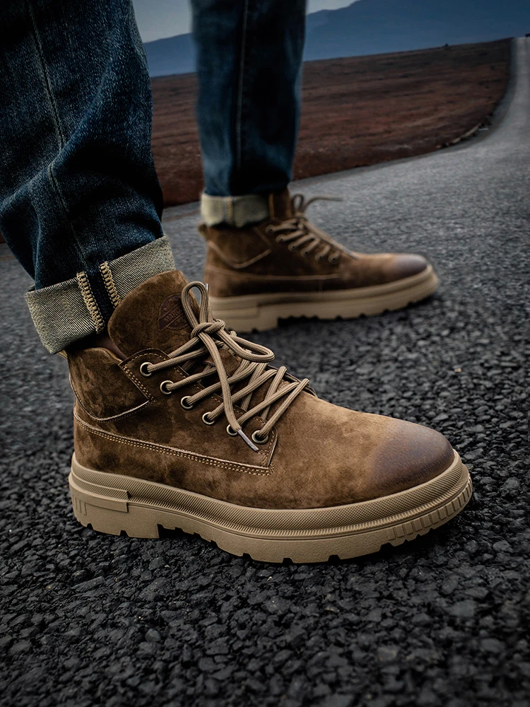 【梅西】马丁靴男款高帮沙漠靴男鞋秋冬款中帮皮靴美式工装靴短靴