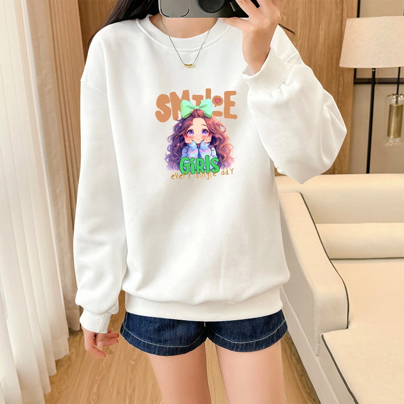 春秋华棉卫衣女新款圆领百搭宽松长袖秋冬外套休闲上衣潮