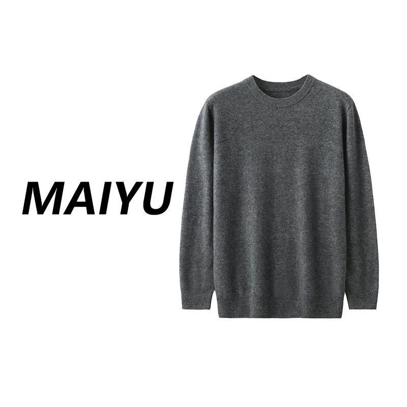 【迈煜】2025新款轻奢男士羊绒衫圆领常规百搭基础款针织内搭打底衫