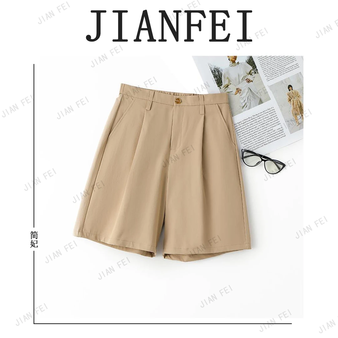 A2913 女士黑色高腰百搭西装短裤显瘦舒适休闲薄款