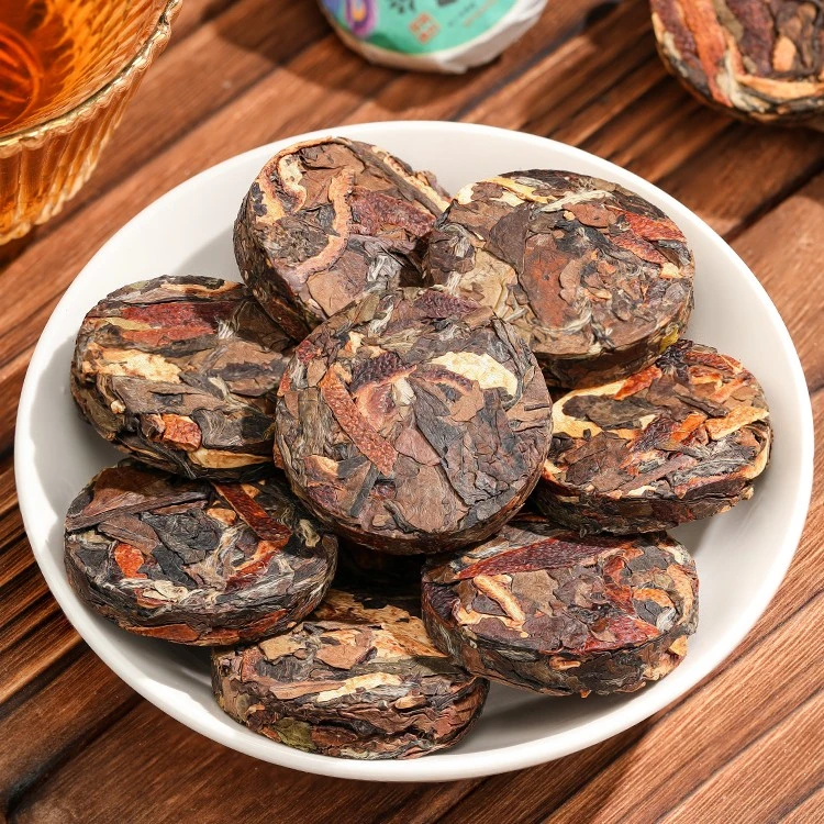 陈皮老白茶贡眉紧压藏茶品质小圆饼采自福建福鼎陈皮白茶新会陈梅