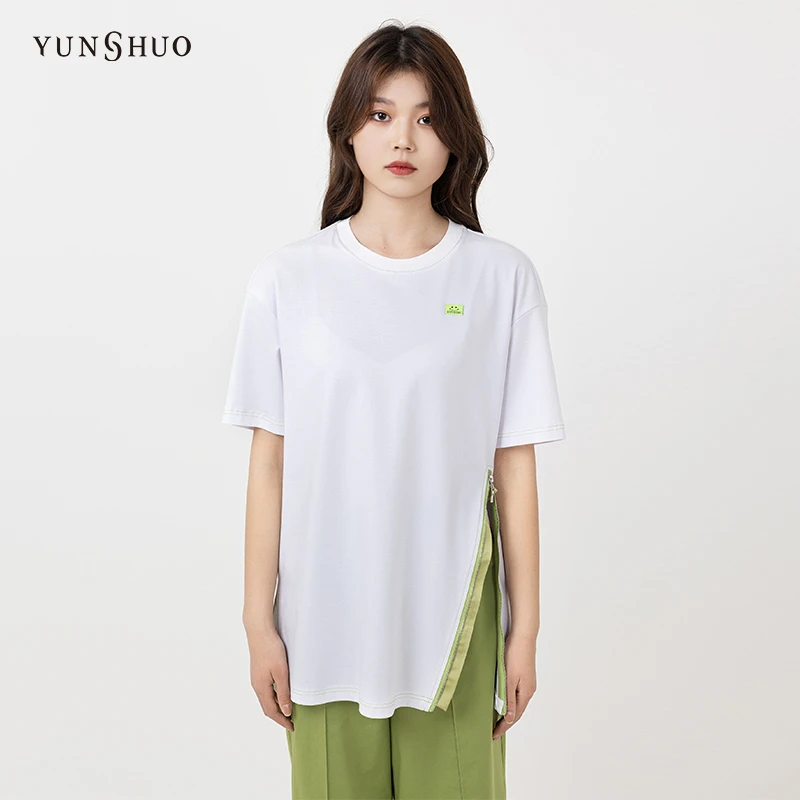 YUNSHUO 时尚圆领字母薄款T恤325236