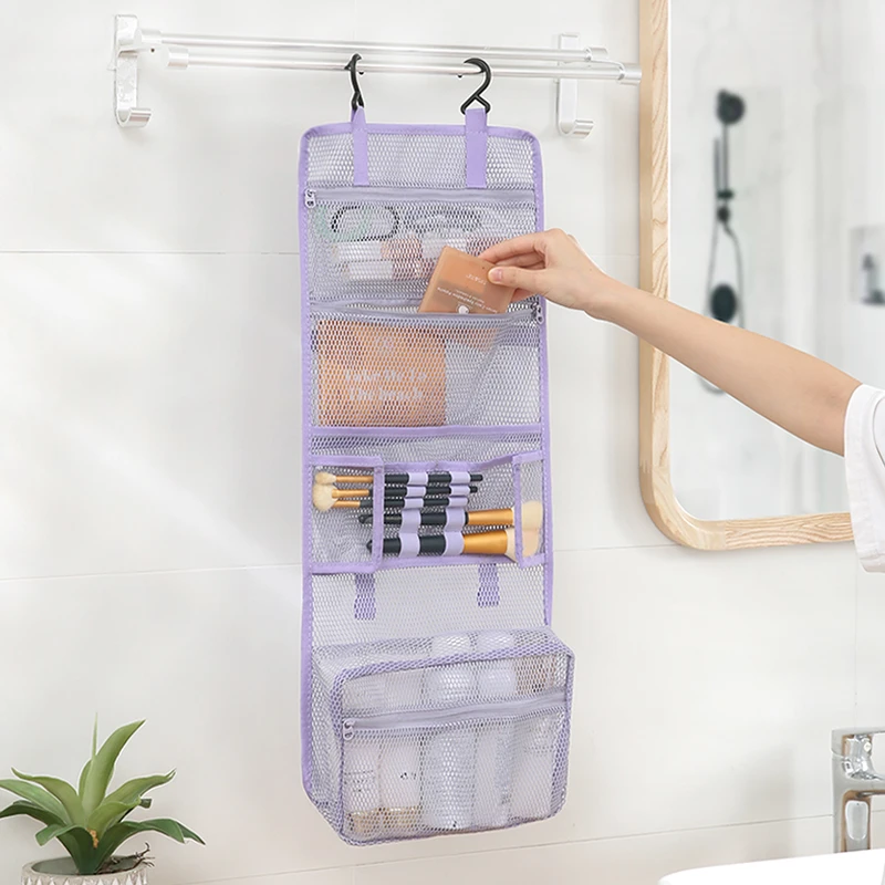 化妆包女便携洗漱包2024新款大容量护肤品化妆刷收纳包旅行网纱袋