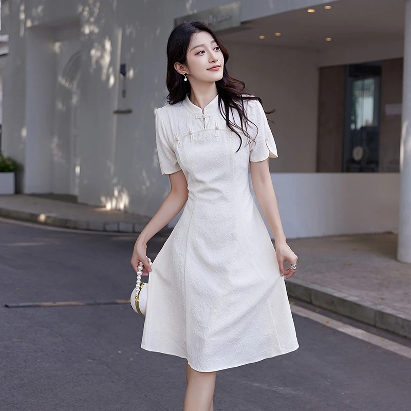 奢姿2024新款大码女装胖妹妹显瘦遮肉气质时尚复古立领旗袍连衣裙