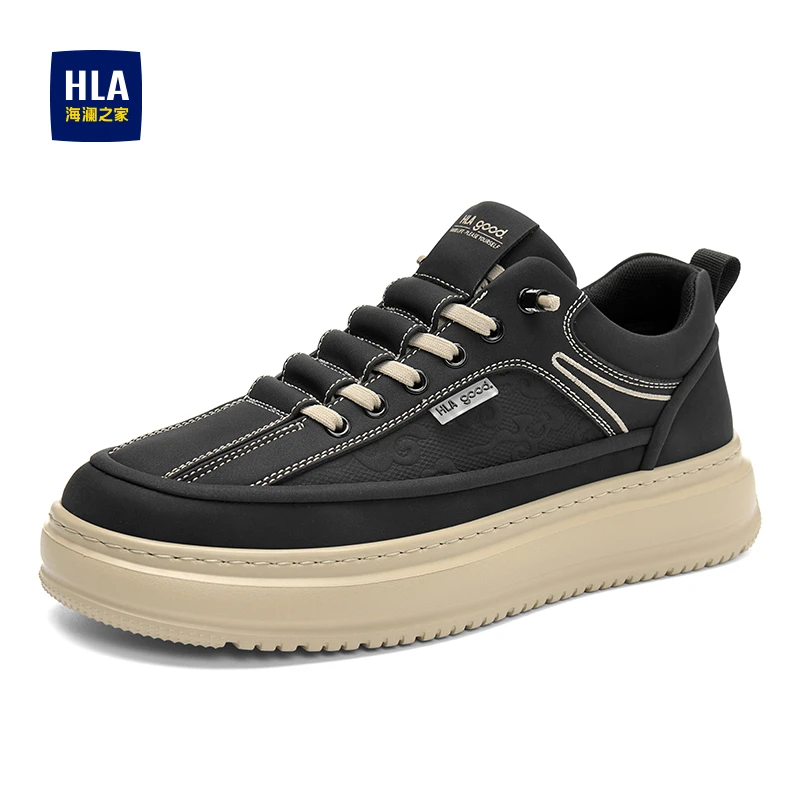 HLA/海澜之家男鞋一脚蹬2025秋冬新款软底防滑休闲鞋经典复古板鞋