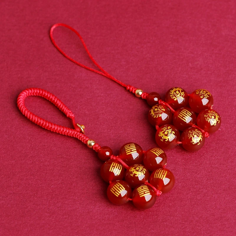 红玛瑙五行卦属火缺火补火的饰品朱雀吊坠离为火钥匙扣七星阵挂件