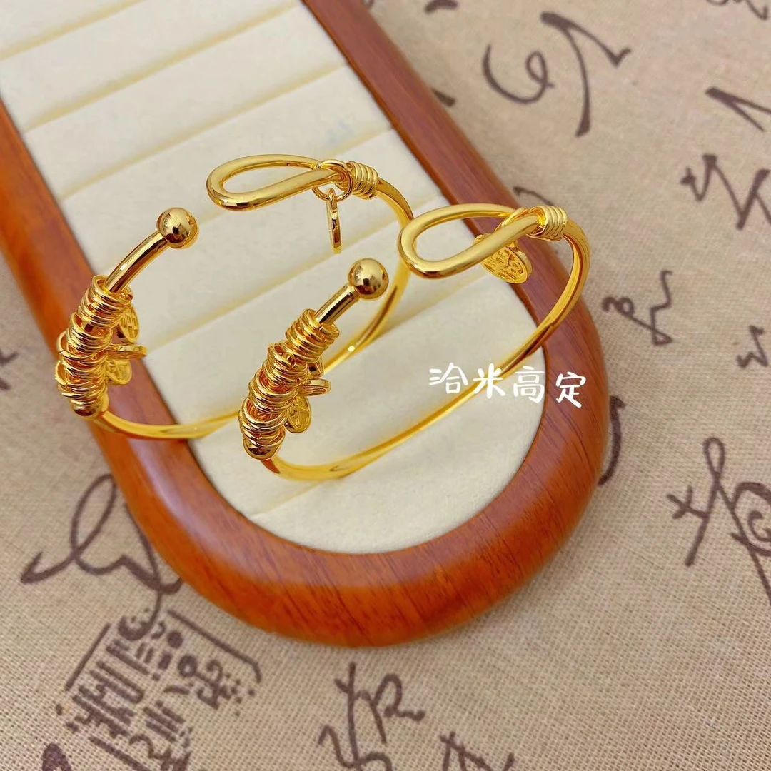 QIAMI AC 洽米高定【开口光面手镯】新国潮平安喜乐古法时尚百搭