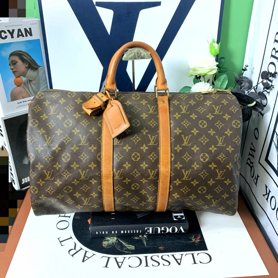 95新 LouisVuitton/路易威登 小怡中古/LV波士顿50/老花手提包/