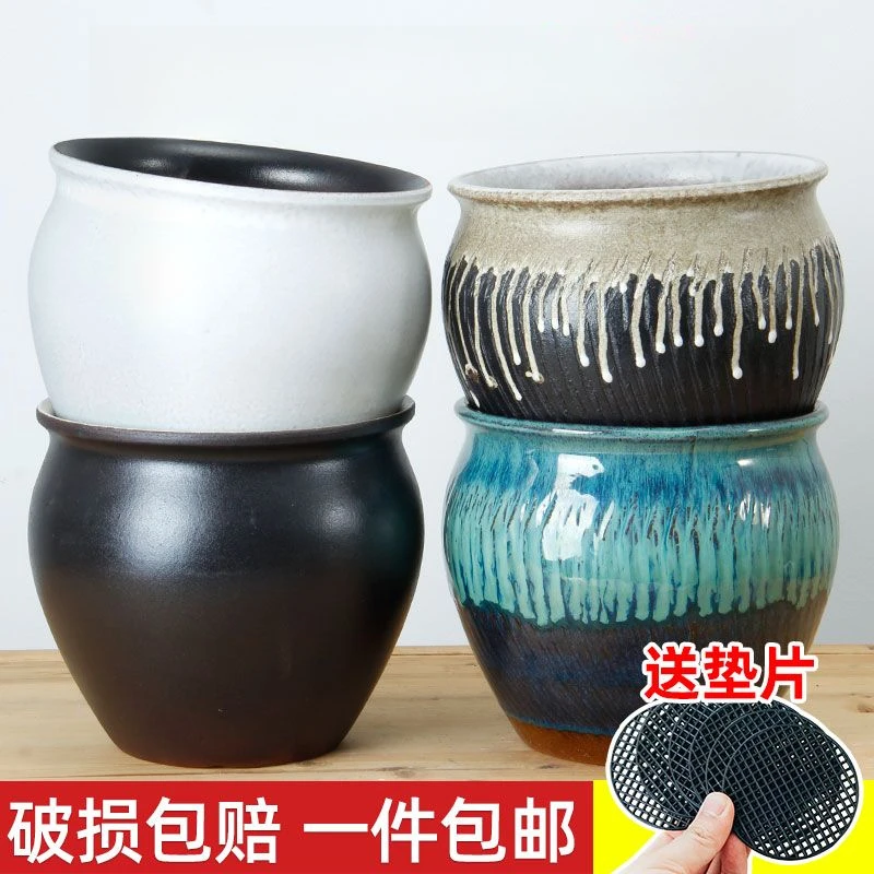 大口径多肉花盆陶瓷绿植透气绿萝手工红陶土烧制盆大号花卉盆景盆