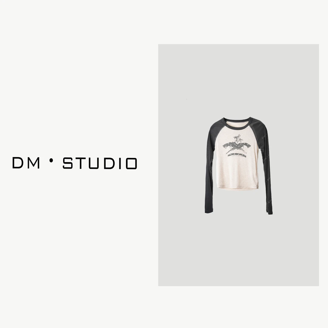 -DM•STUDIO/（含羊毛）简约撞色插肩修身T恤上衣打底（MM240814）