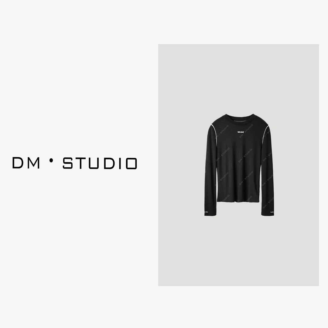 -DM•STUDIO/（含羊毛）简约撞色修身圆领天丝打底上衣（A2731）