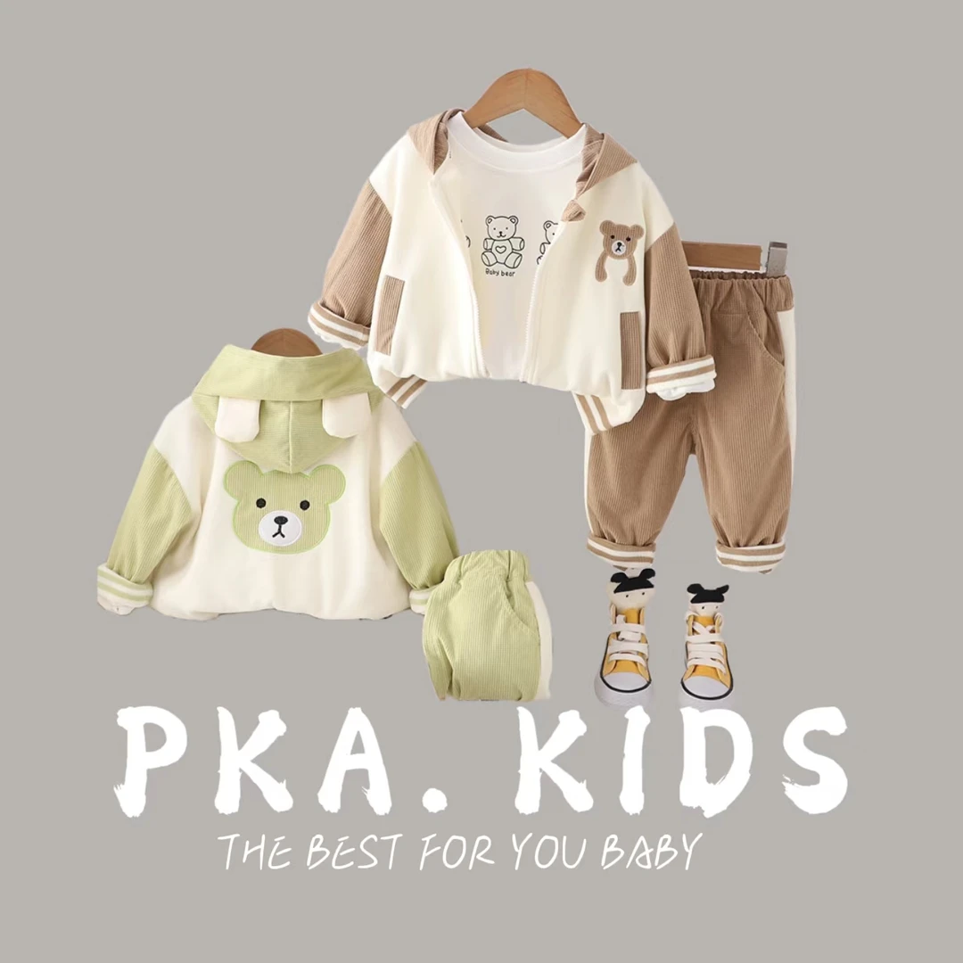 XY-24057卡通拼接童装套装0-5岁男女宝宝秋季新款三件套