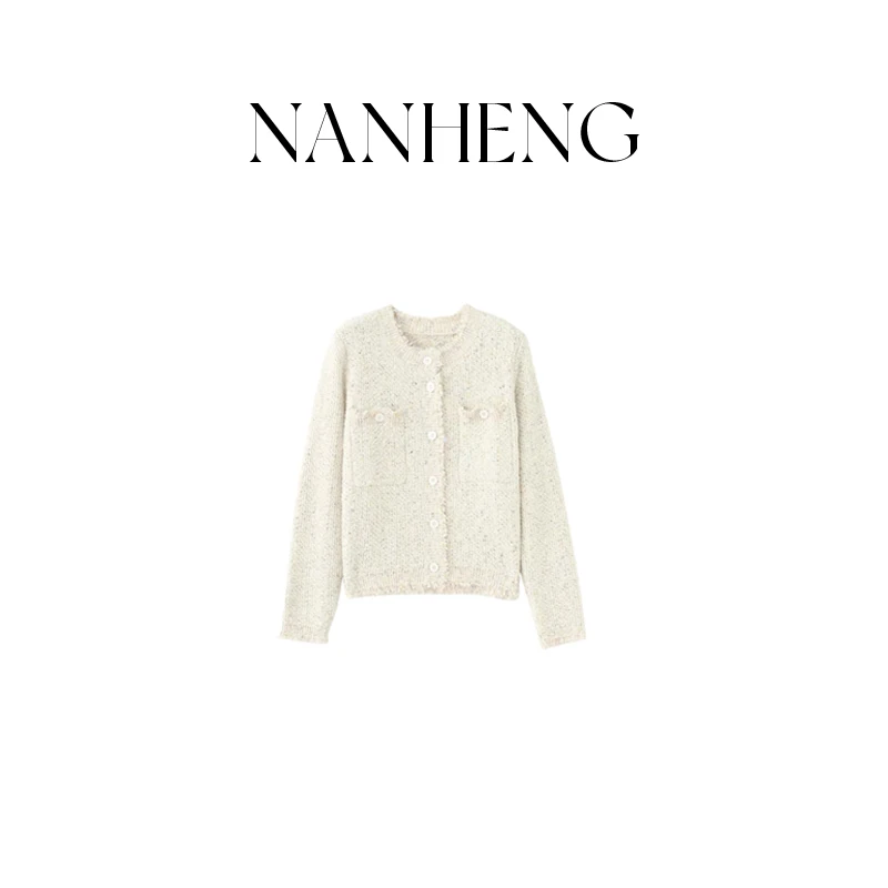 040701新款外套休閒百搭圓領桑蠶絲小香风針織秋季氣質輕奢