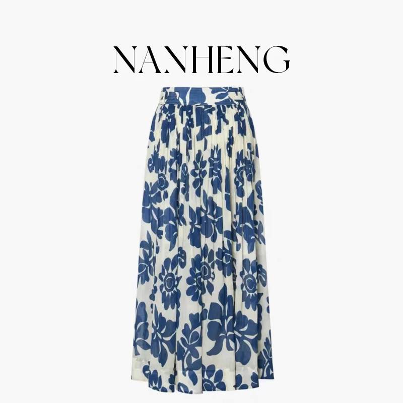 070301半身裙24夏新款度假风尤莱特苎麻碎花半裙配腰带显瘦半身裙