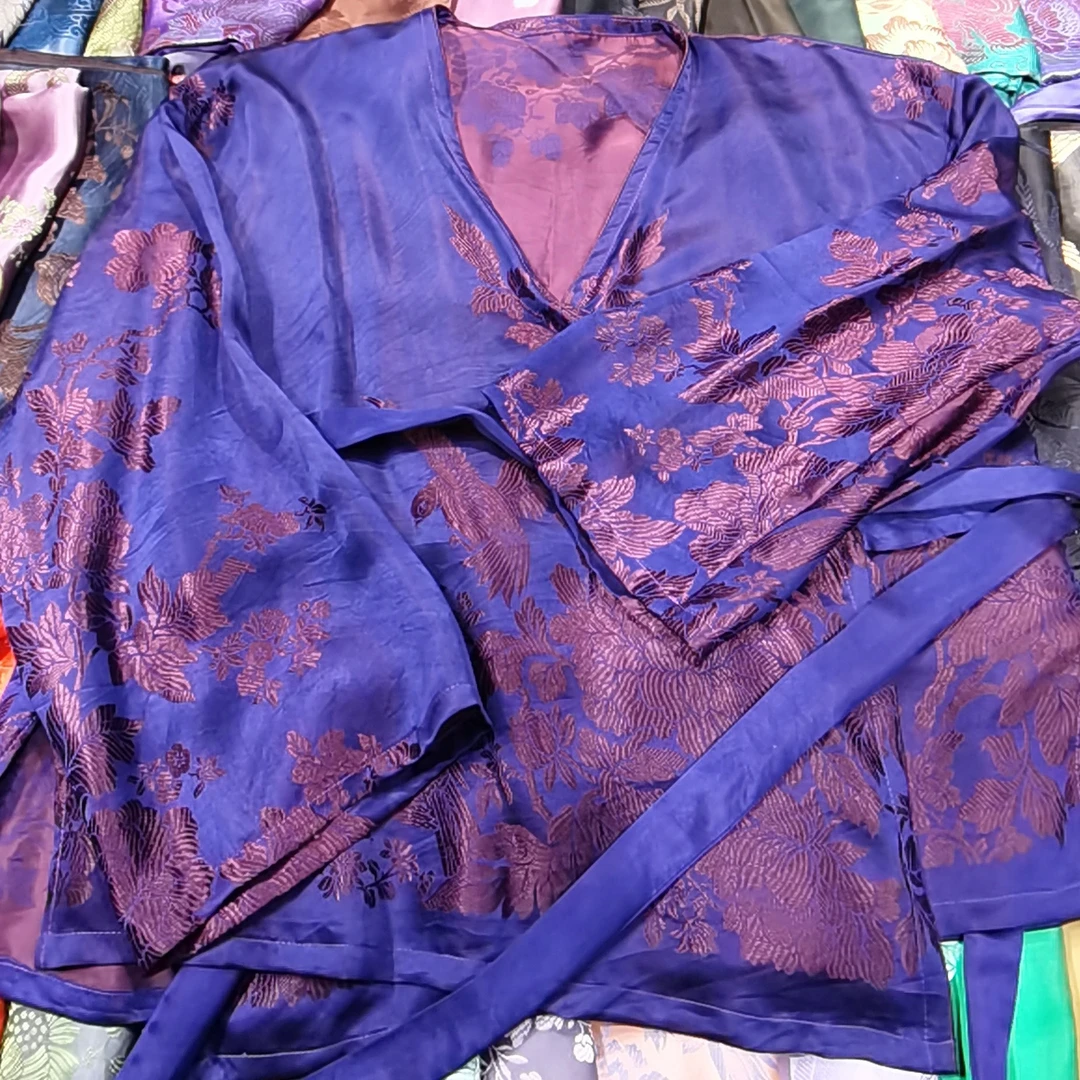 一湾泓月/单彩老软缎面料/国风新中式服装