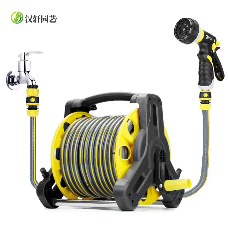 汉轩水管收纳架家用浇花浇菜水枪洗车清洁喷头软管盘管水管车架