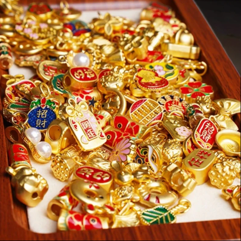 DIY古法金烧蓝珐琅 合金通孔吊坠饰配件手链项链串珠配件