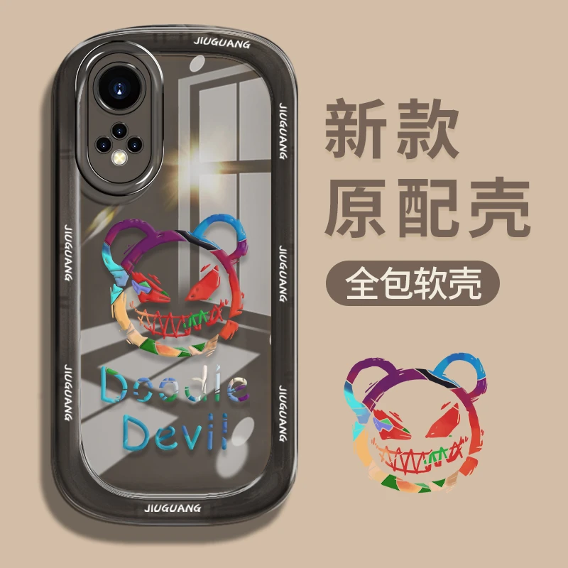 彩色小恶魔适用华为荣耀50新款天使眼镜头全包防摔透明透黑手机壳