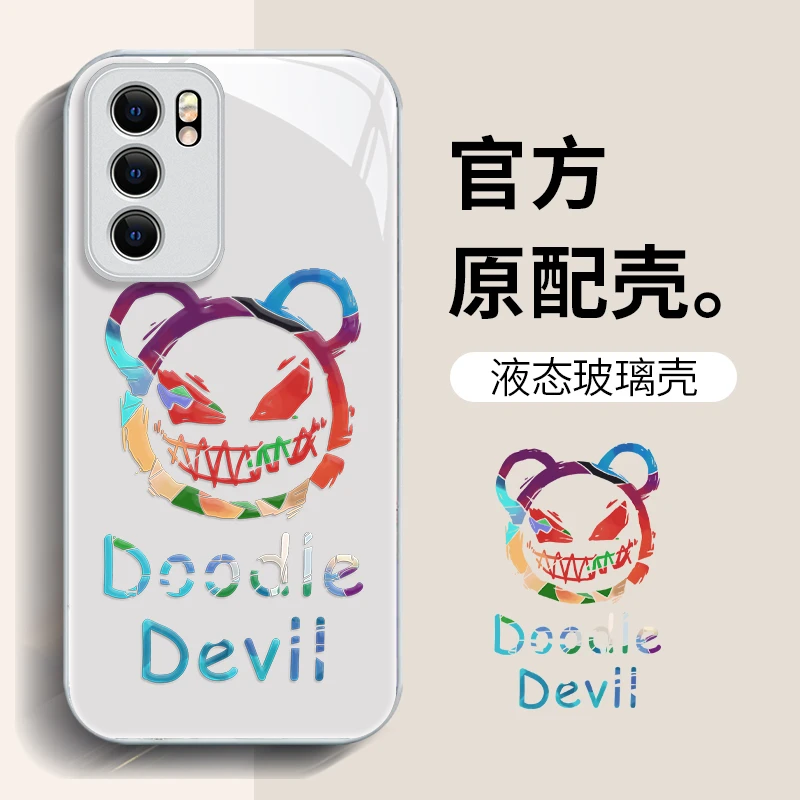 【OPPOReno6】彩色小恶魔镜面玻璃高级感镜头全包防摔新款手机壳