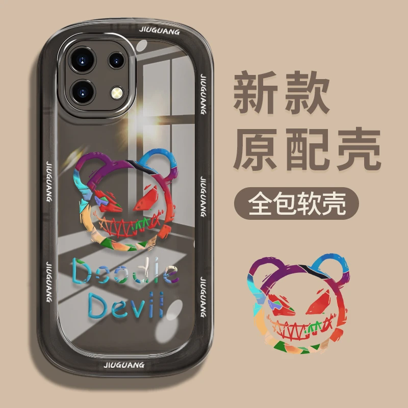 彩色小恶魔适用于小米11新款天使眼镜头全包防摔透明透黑手机壳