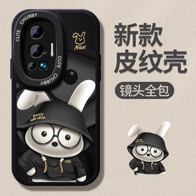 【vivox70pro】折耳兔镜头全包防摔高级感潮牌网红皮纹手机保护壳