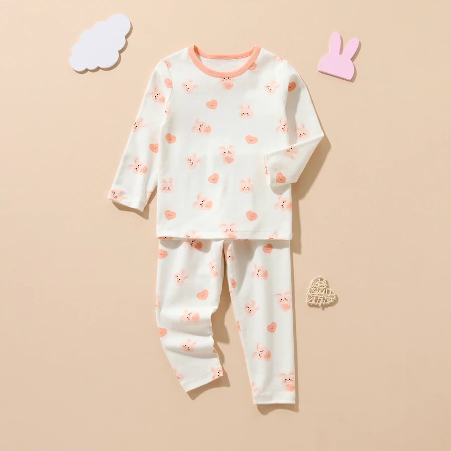 婴儿秋衣秋裤套装男童女童保暖衣分体儿童内衣春秋睡衣秋冬印花